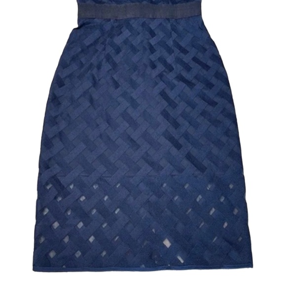 Milly Navy Lattice Mesh Bodycon Cocktail Dress Size 4 Exposed Zip - Picture 6 of 10